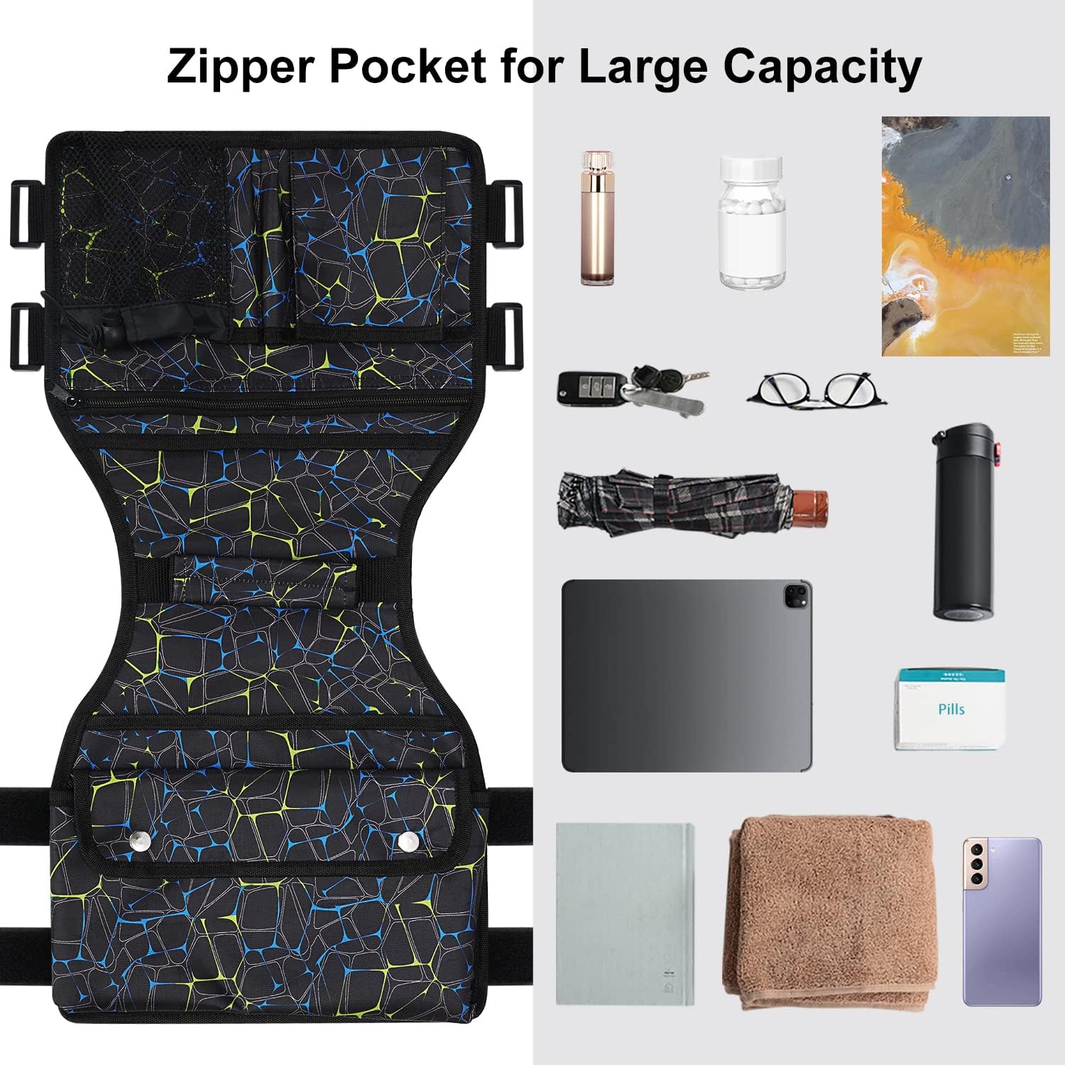 supregear Side Walker Bag, Walker Accessories Bag w/Cup Holder, Folding Walker Basket Waterproof Walker Organizer Caddy Pouch for Most Walker with Side Bar for Seniors, Elderly, Double Sided - Image 6