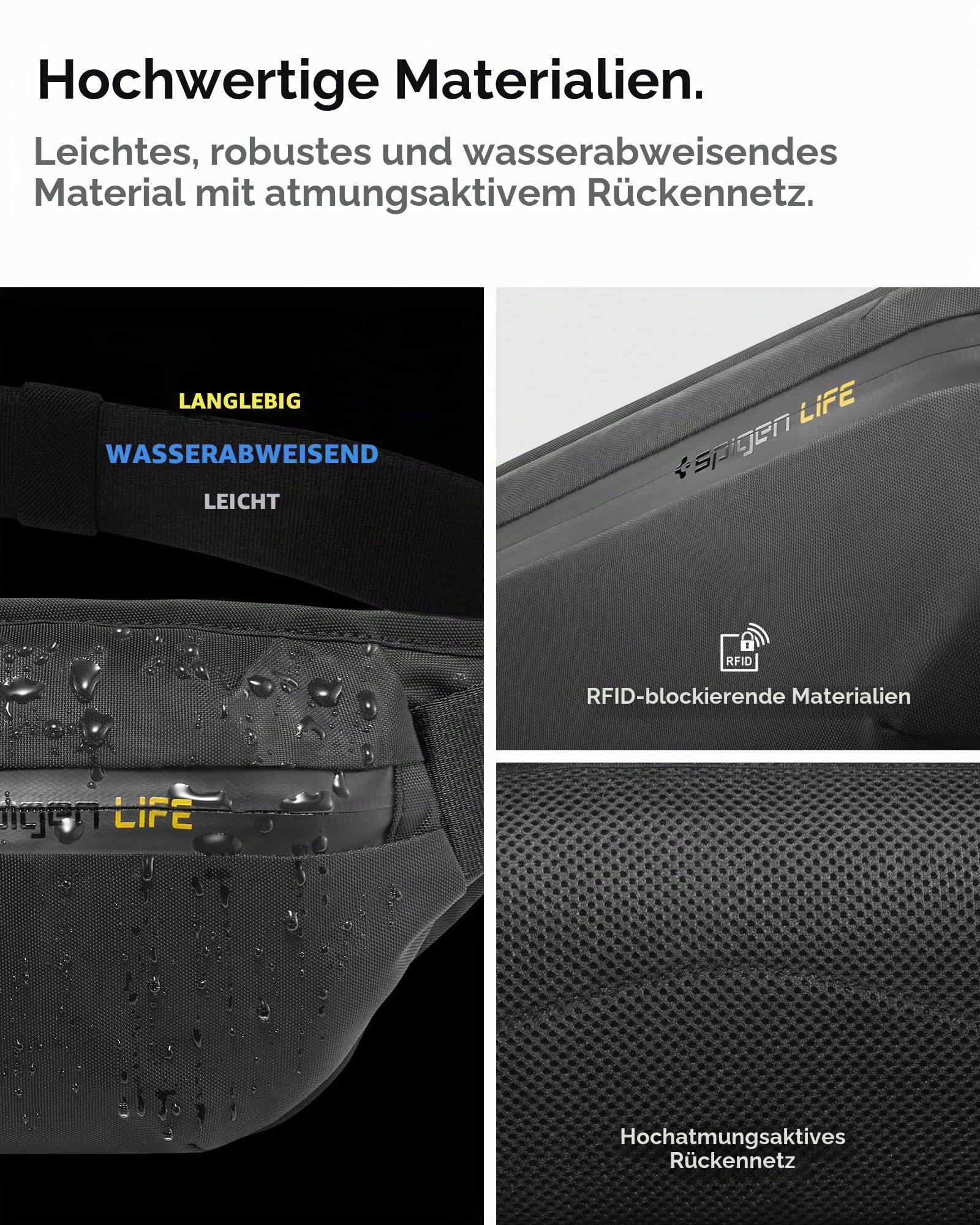 Spigen Life Klasden Bauchtasche für Damen und Herren Hüfttasche Gürteltasche für Reisen, Sport und Outdoor-Aktivitäten - Schwarz