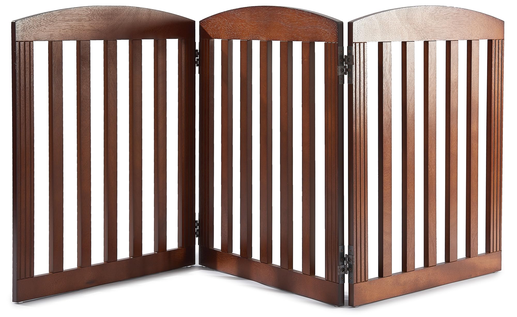 SPIRICH Wooden Freestanding Foldable Dog Gate, Pet Gate Indoor, Dog Gates for Doorways, Stairs, The House, Extra Wide Step Over Puppy Gate, 3 Panels,