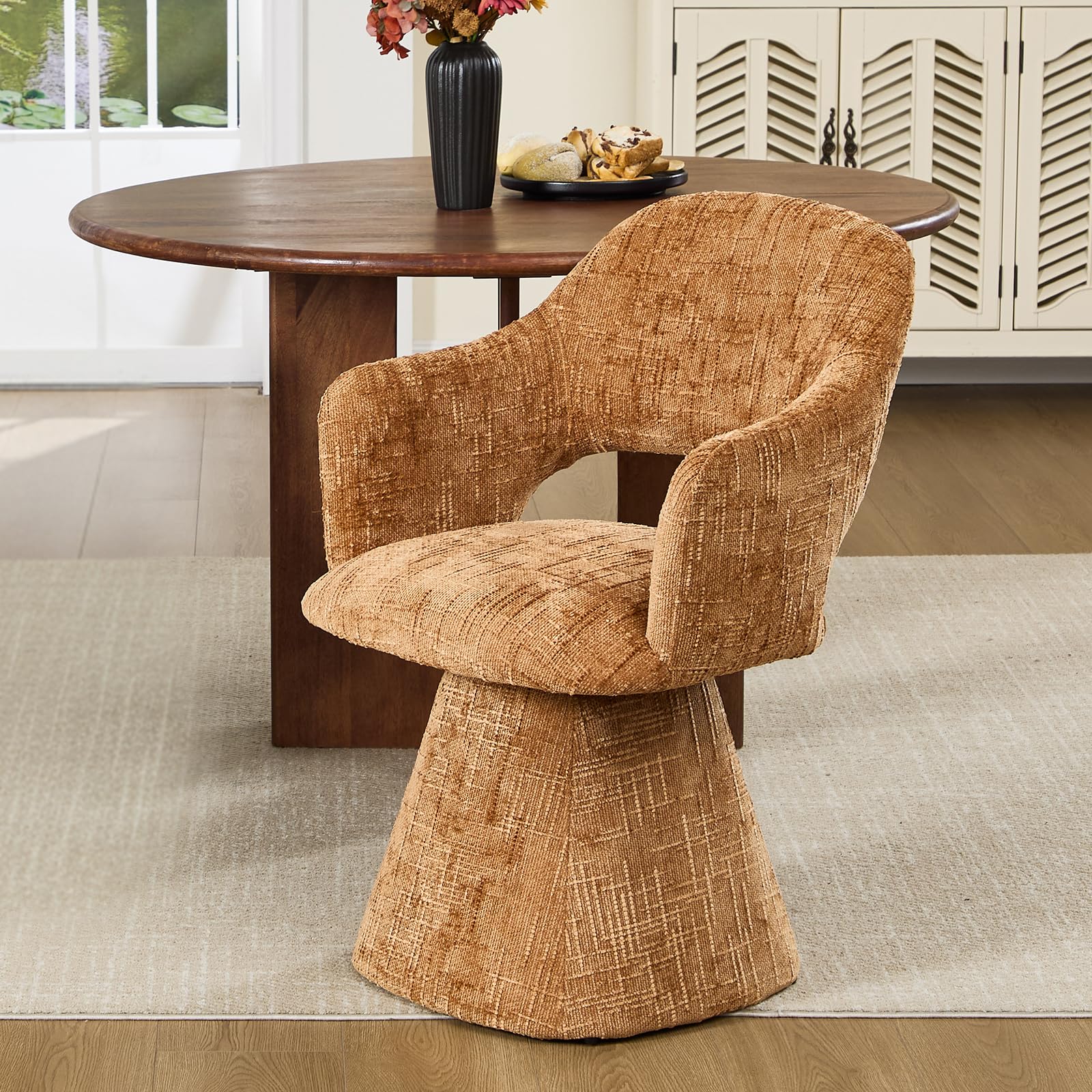 DAYALANE Retro Dining Chairs,Swivel Kitchen Chairs,Chenille,Yellow — image 1