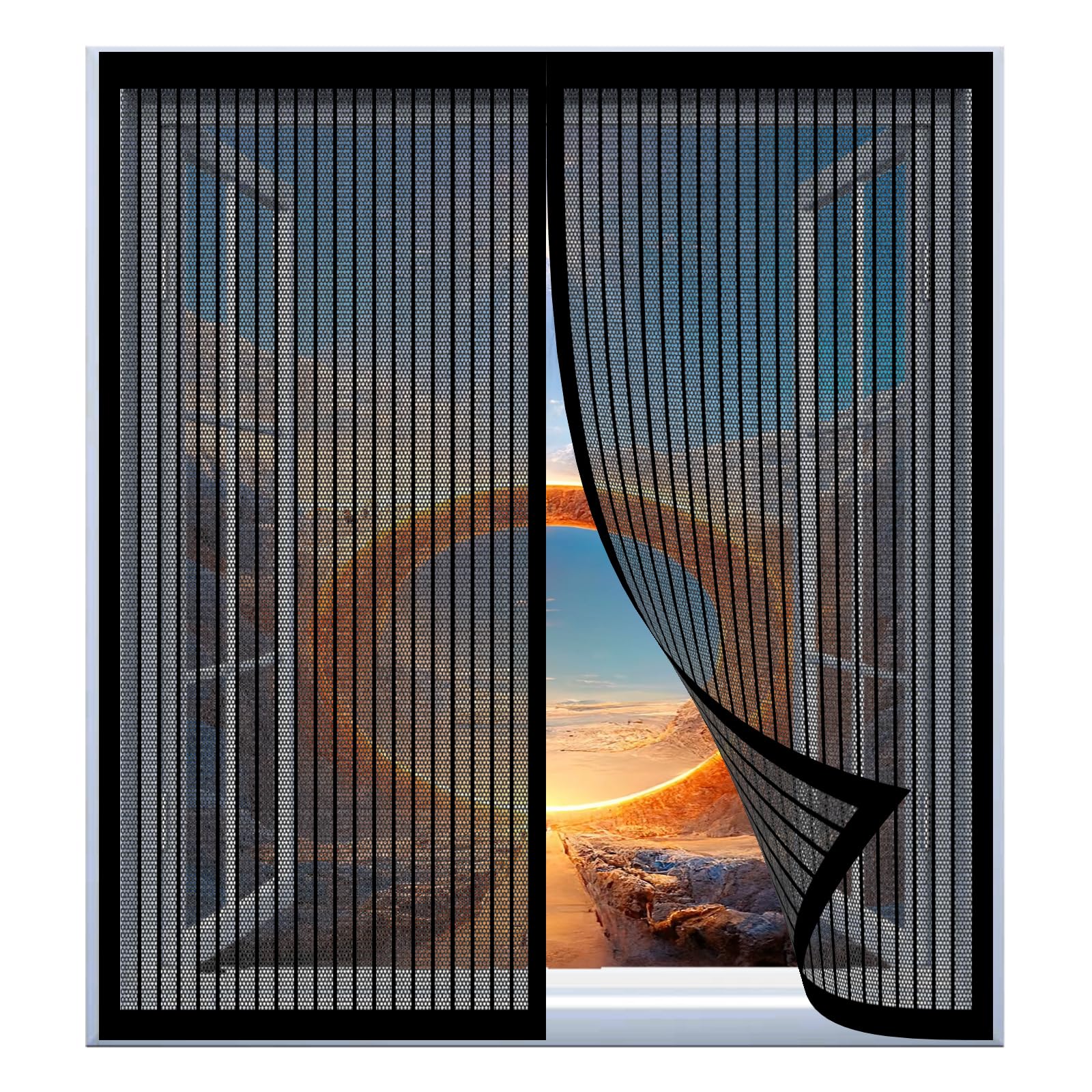 Yuanwan Black Magnetic Mosquito Net For Windows 55 X 95 Cm Easy Installation No Drilling Or Screwing Fly Screen Nets For Window For Windows Nets To Keep Bugs Out,