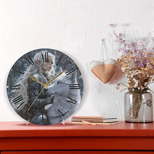 Miniatura 2 de game Anime Winter Playroom Wolf 10 Inch Round battery wall clock Silent Simple for Farmhouse Dining Room reloj para habitación