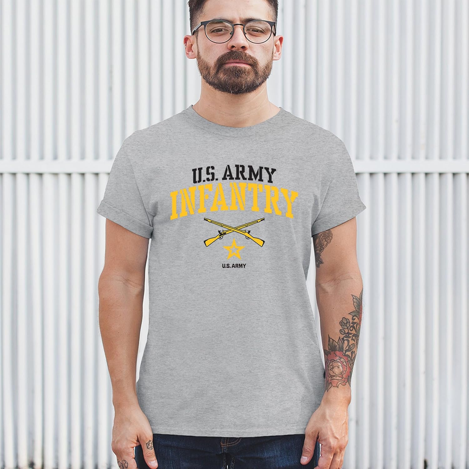 US Army Infantry T-Shirt Military Pride Veteran DD 214 Patriotic Armed Forces Soldier Gear Licensed Men's Tee