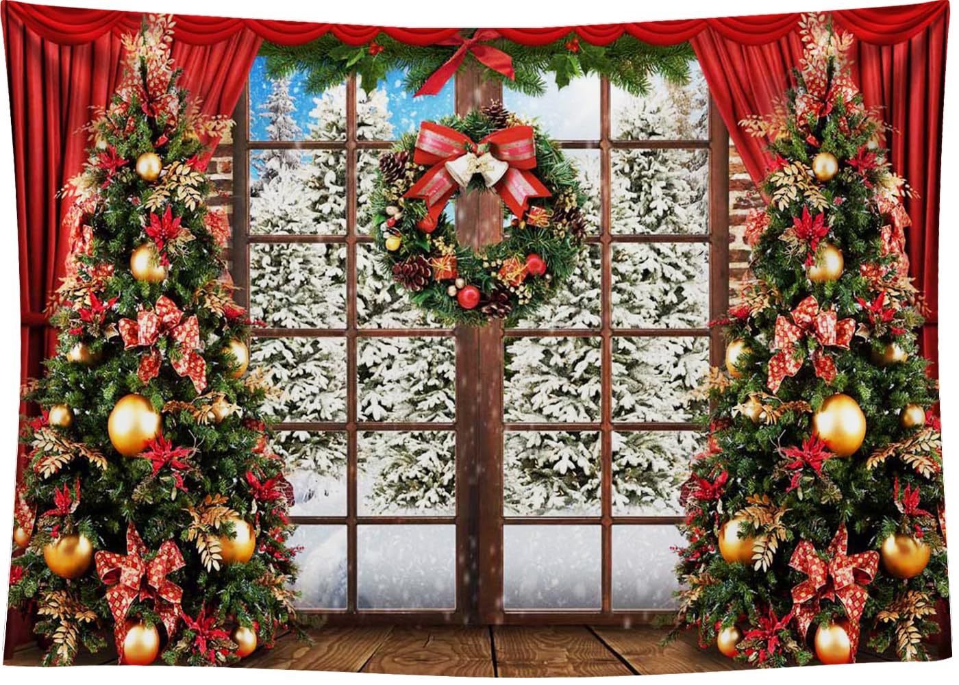 Fotohintergrund Weihnachtsnacht – Glitzernd, Mit Weihnachtsbaum, 3x3 M, Aus Vinyl