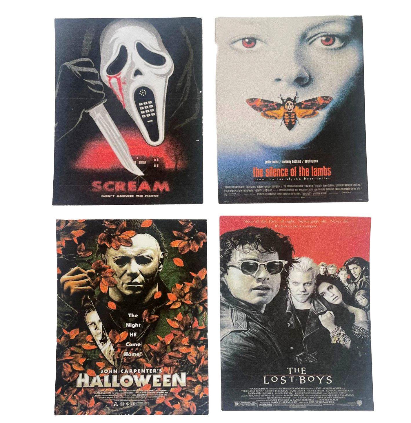 Melody Jane Dolls House Set of 4 Halloween Posters Miniature Home Décor Accessory 1:12 Scale