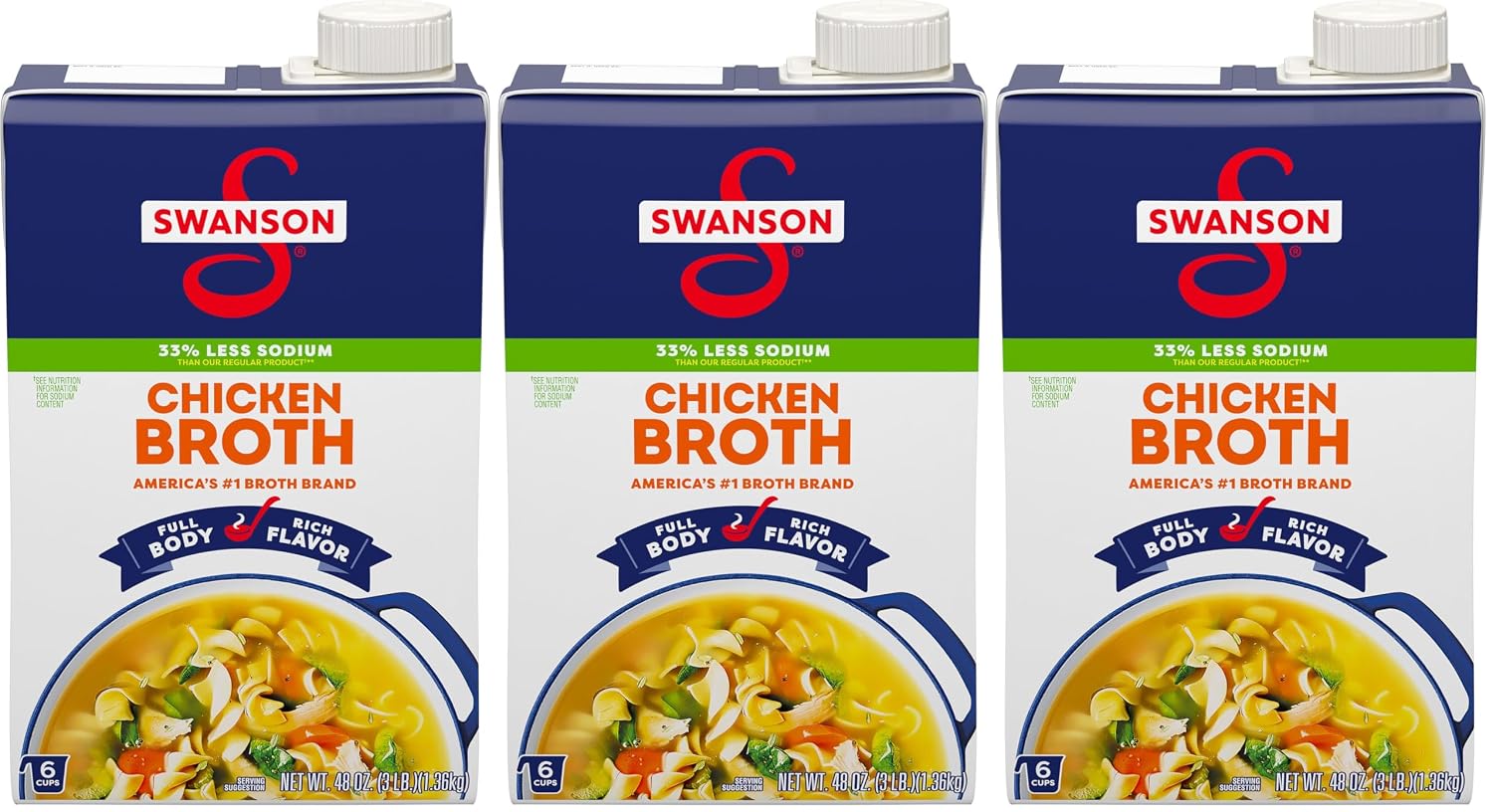 Swanson Natural Goodness Chicken Broth, 48 oz Carton (Pack of 3)