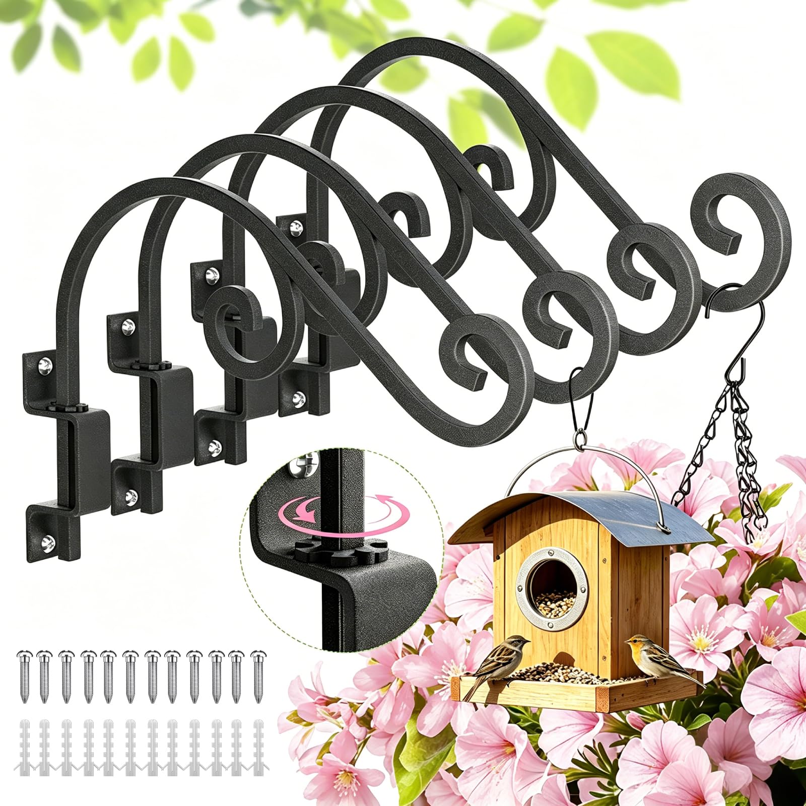 Swivel Plant Hangers Outdoor 4-Pack