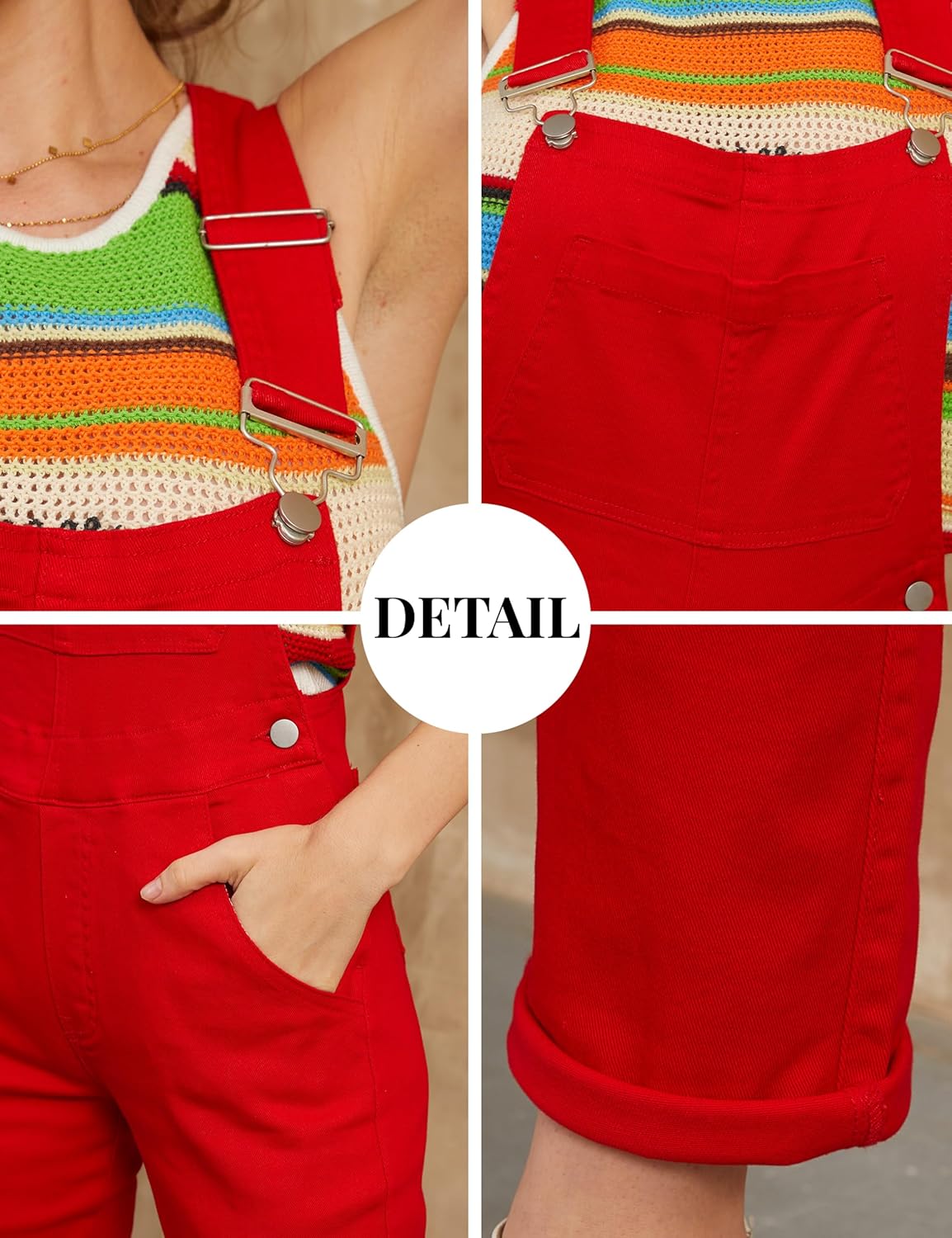 Bib Overalls for Women Fashion Jean Jumpsuit Adjustable Strap Coveralls - Image 7