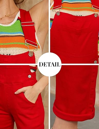 Miniatura 7 de Overol con peto para mujer, overol de mezclilla de moda con correa ajustable