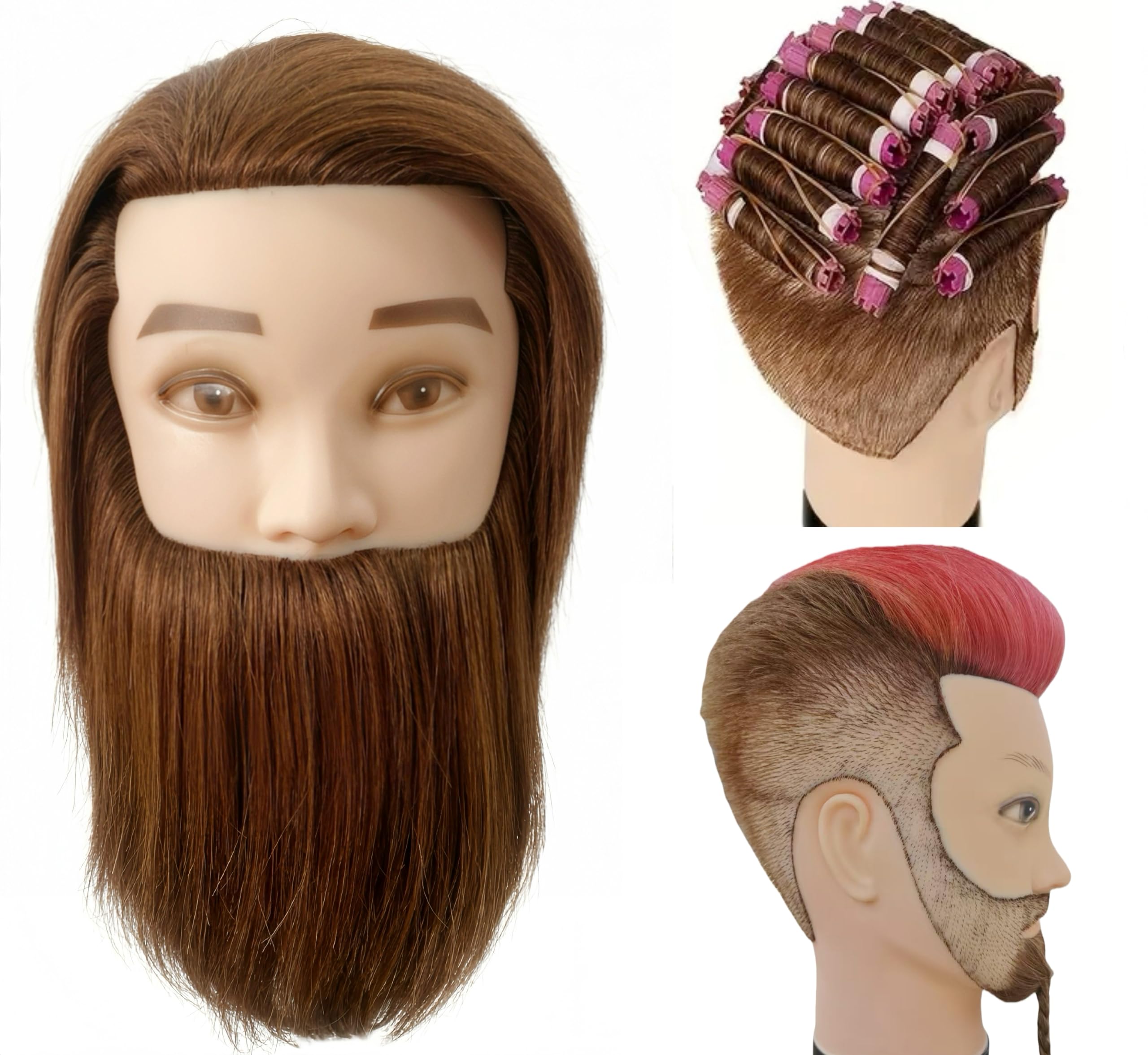 Yiifiulyn Human Hair Mannequin Head - training heads | Mubboo