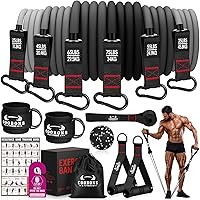 COOBONSFITNESS 300LB Heavy Resistance Bands with Handles - Workout Bands for Men, Strength Training, Home Gym Muscle Building Set