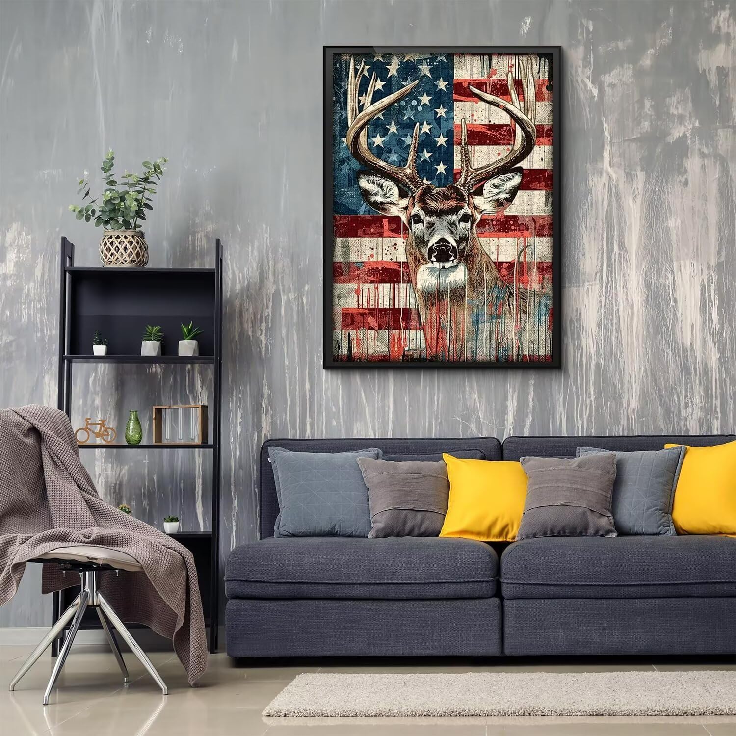 500 Piece Adult Jigsaw Puzzle -Milu and American Flag Deer Jigsaw Puzzle for Beginners, Great Gift-Freedom and Peace Puzzles