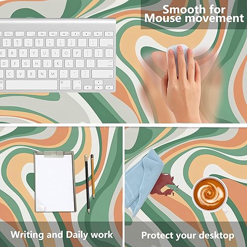 Miniatura 4 de MIOAOSRT Alfombrilla de escritorio, alfombrilla grande para mouse con textura de mármol con bordes cosidos, alfombrilla antideslizante para mouse
