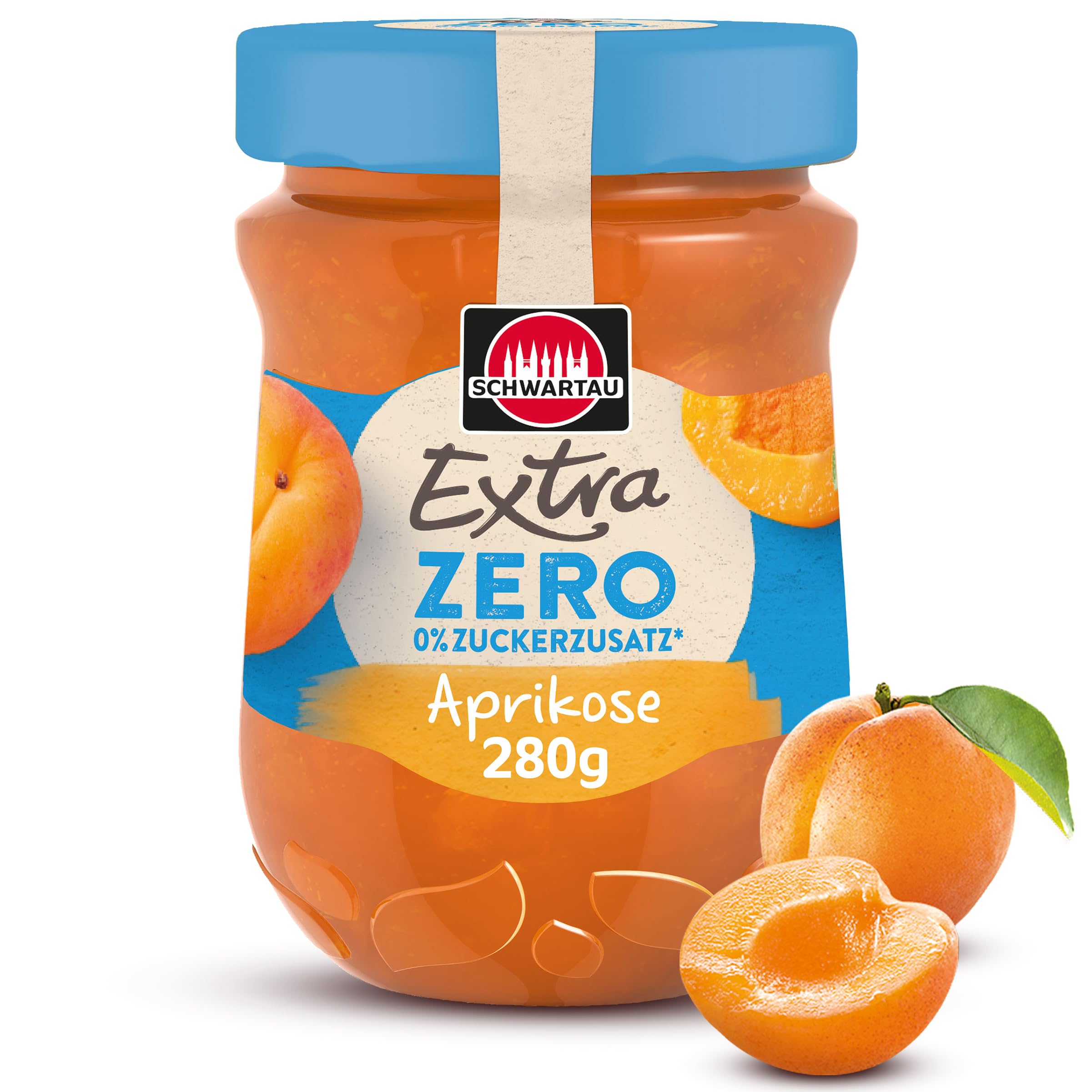 Schwartau Extra Zero Aprikose, Konfitüre ohne Zuckerzusatz, 13 kcal pro 25g, 280g