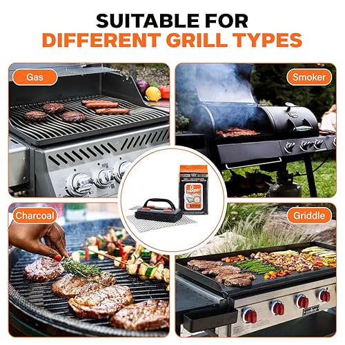 Miniatura 7 de Q-Swiper - Juego de limpiador de parrilla para barbacoa, 1 cepillo de parrilla con raspador y 25 toallitas de limpieza para parrilla, sin cerdas ni