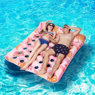Ocestar Inflatable Pool Float Mat, 72" X 60" Giant Pool Floats Adult Size with Headrest Lake Float Raft Water Lounger, Oversized Floating for Swimming Pool Tanning Pool for Summer Beach