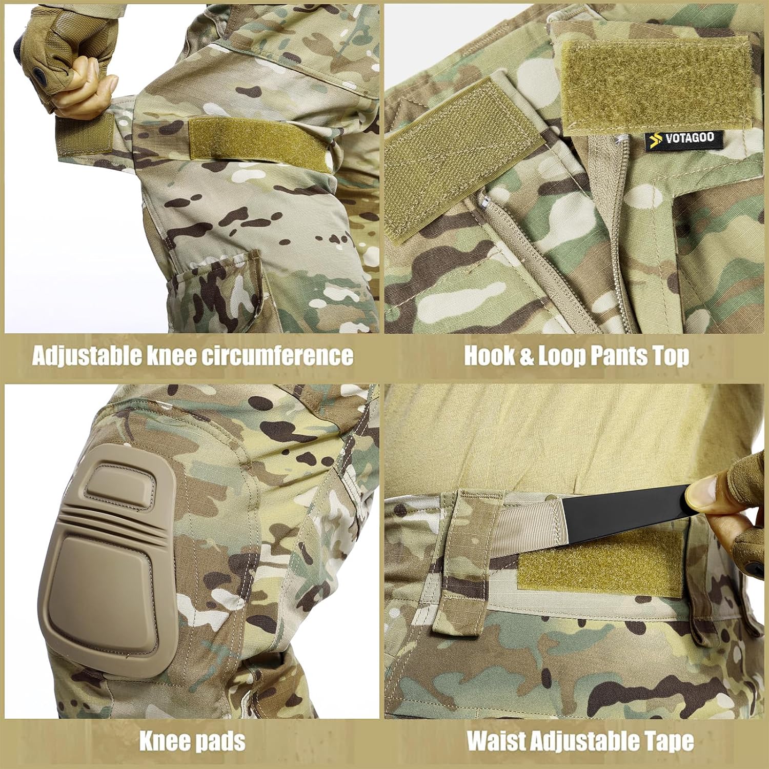 G3 Combat Pants with Knee Pads Tactical Military Trousers Hunting Camo Pants for Men Rip-Stop Airsoft Gear