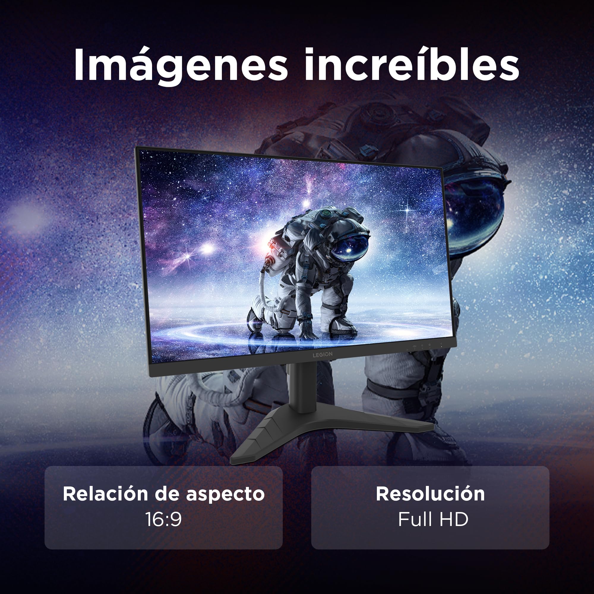 Lenovo Legion R24s - Monitor Gaming FHD 23.8" (IPS, Tasa de Refresco 144 Hz, Tiempo de Respuesta 1ms MPRT, 16:9, HDMI 2.1 + DP 1.2, VESA MediaSync - AMD FreeSync, Soporte Inclinable) - Negro