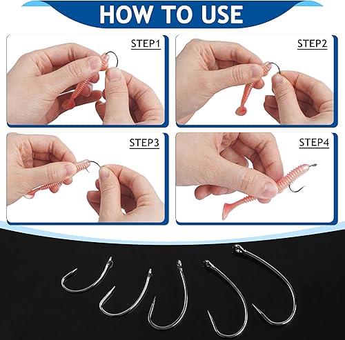 Miniatura 5 de Barbless Fishing Hooks, 50150pcs Carp Fishing Hooks Trout Hooks Circle Hooks Curve Shank Crank Fly Tying Hooks Carp Hair Fishing Bait Rigs for