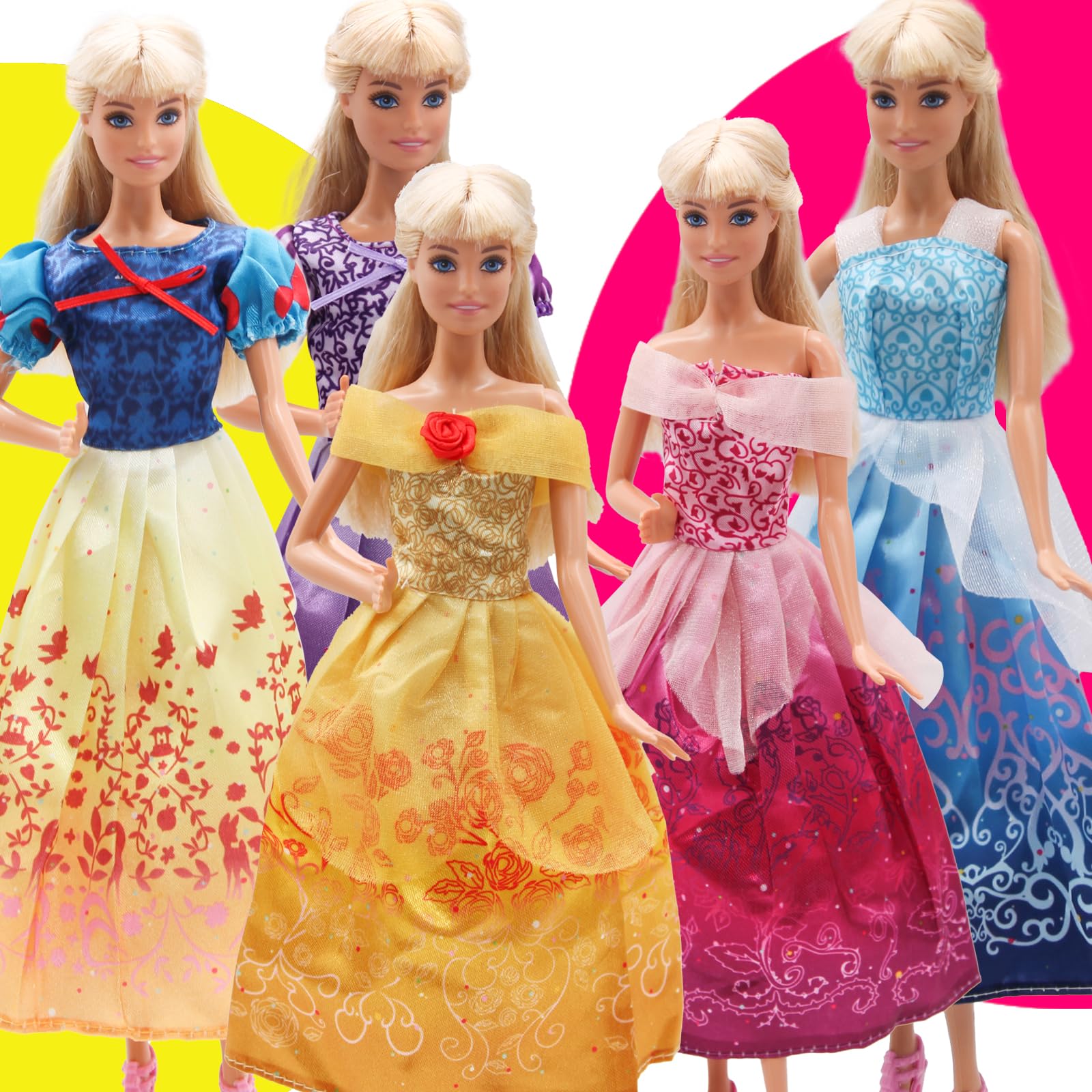 ZTWEDEN Classic Princess Dress for 11.5 inch Girl Dolls Wedding Party Dresses Gown for 30cm Girl Doll Play House (6 Styles)