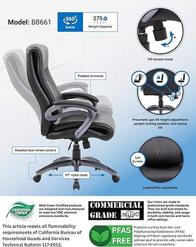 Miniatura 3 de Boss Office Products Silla ejecutiva de doble capa en negro