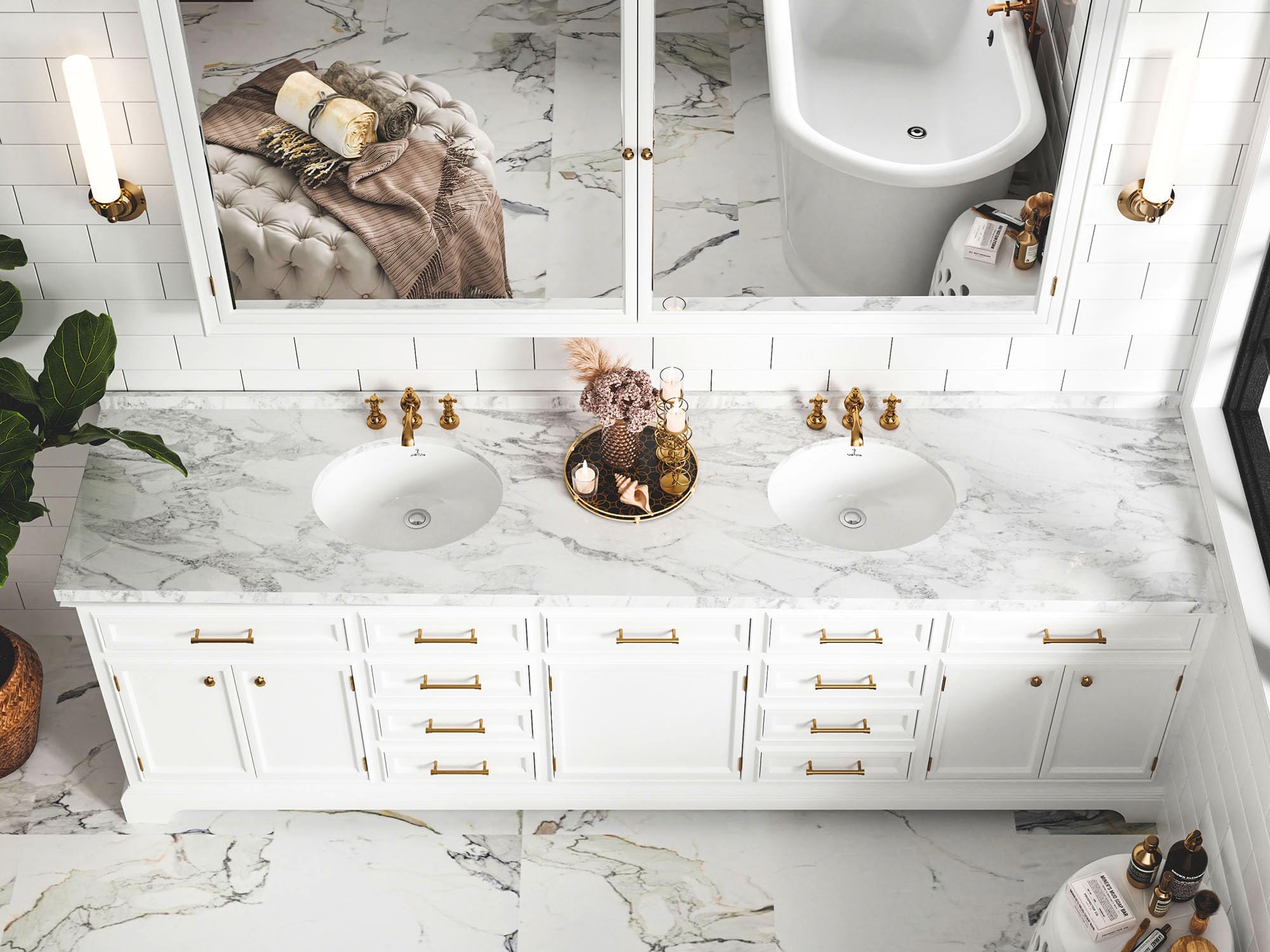 Lavandino da bagno ovale, 38,7 x 30,5 cm (dimensioni interne), ovale, in porcellana ceramica, sottotop con troppopieno, bianco