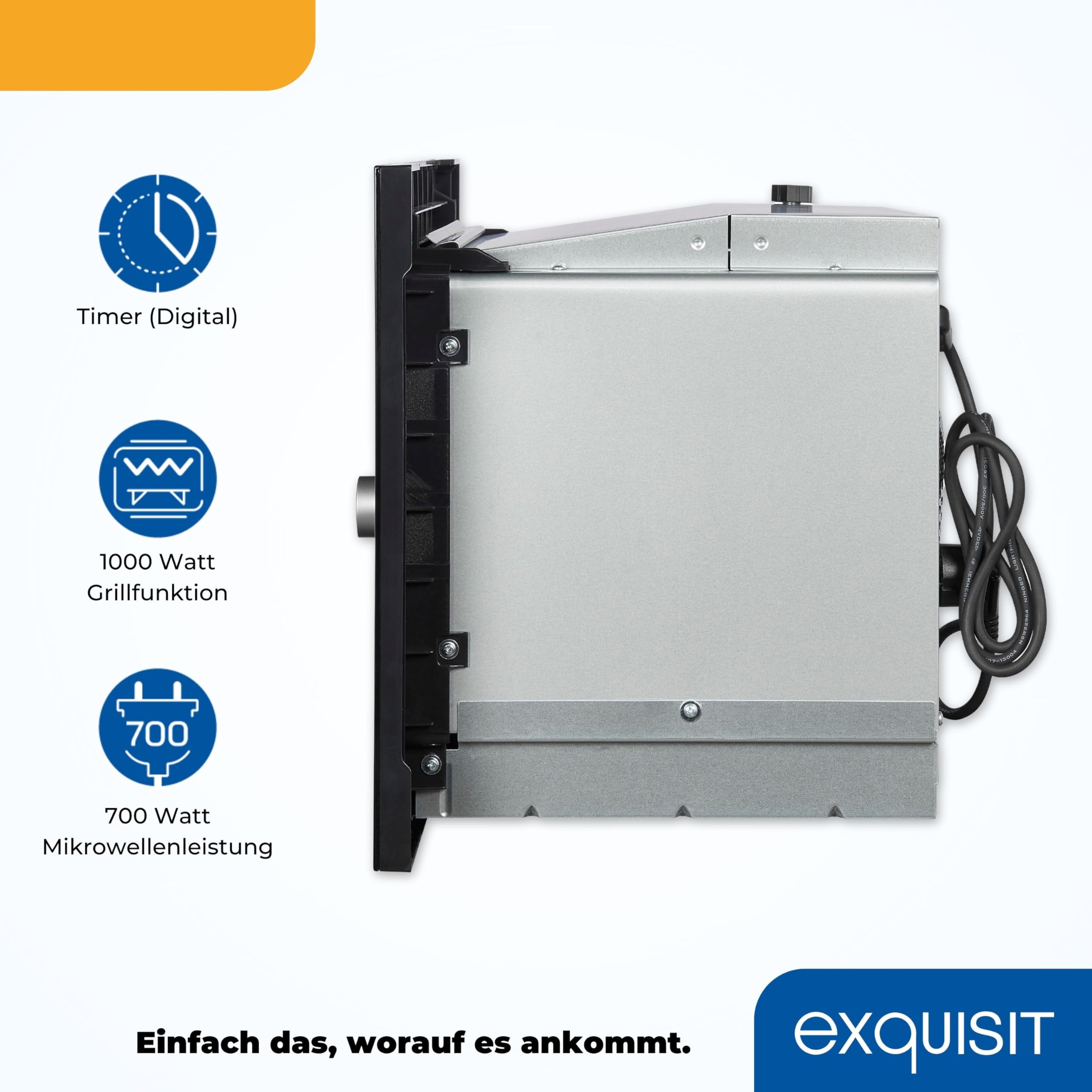 Exquisit Kuchenka mikrofalowa do zabudowy EMW 1770-G-D-030 czarna | 700 W | 1000 W funkcja grillowania | timer