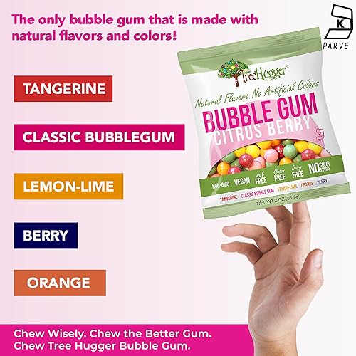 Miniatura 4 de Tree Hugger Goma de mascar, bayas cítricas, sabores naturales, sin colores artificiales, 2 onzas (paquete de 12)