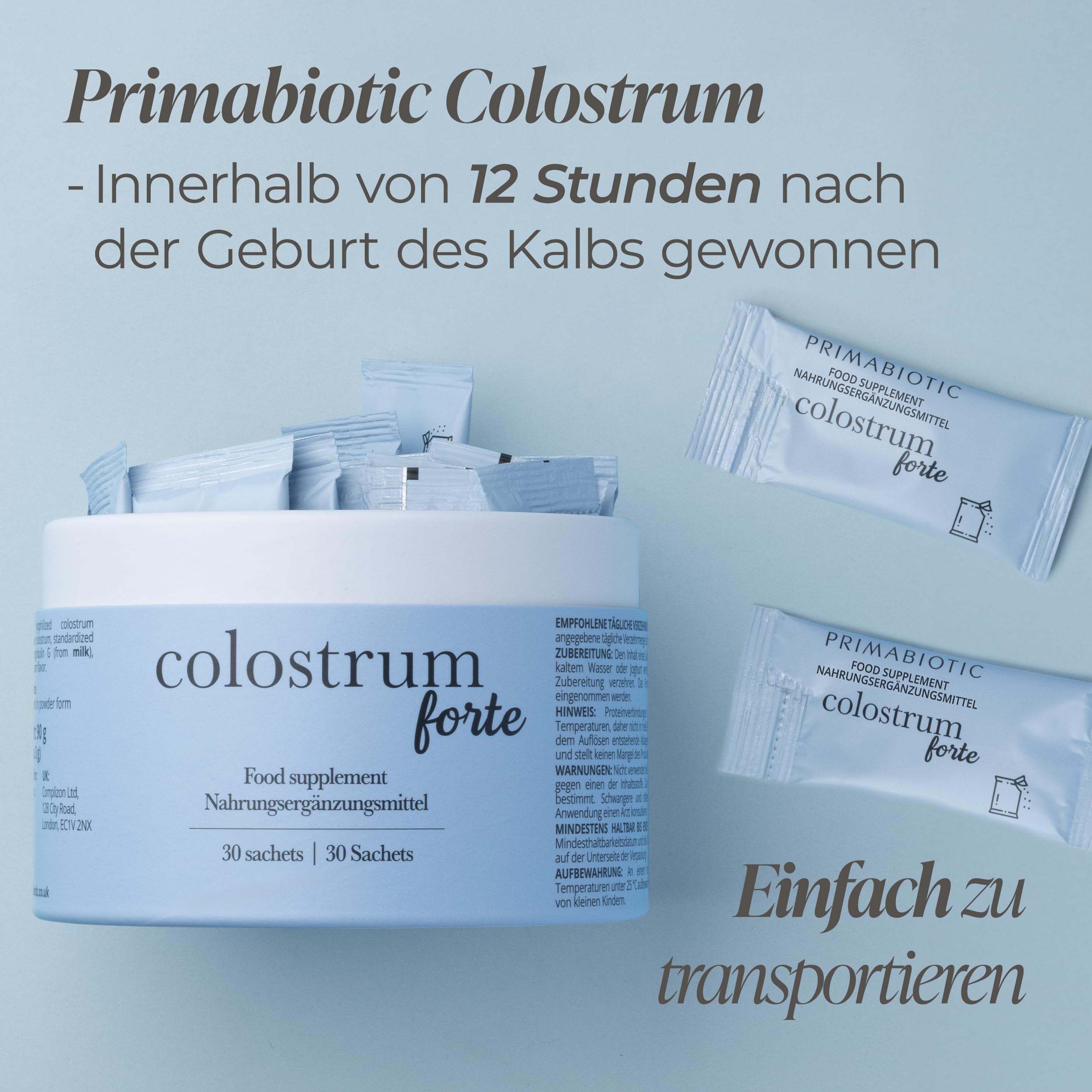 Colostrum Forte – Kolostrum mit Lactoferrin, 30 Beutel, Unterstützung für Immunsystem