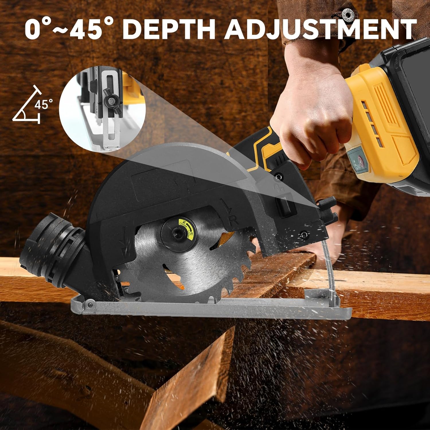 Cordless Mini Circular Saw for Dewalt 20v Battery, 4" Brushless Power Circular Saws, 12000RPM Small Circular Saw,2 Blade, Cutting Depth 0.8"(20mm) for Metal, Wood, Plastic(No battery) 5 81LcYWQknDL. AC SL1500