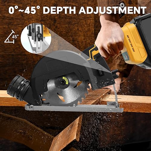 Vista 4 de Mini sierra circular inalámbrica para batería Dewalt de 20V, sierras circulares eléctricas sin escobillas de 4", sierra circular pequeña