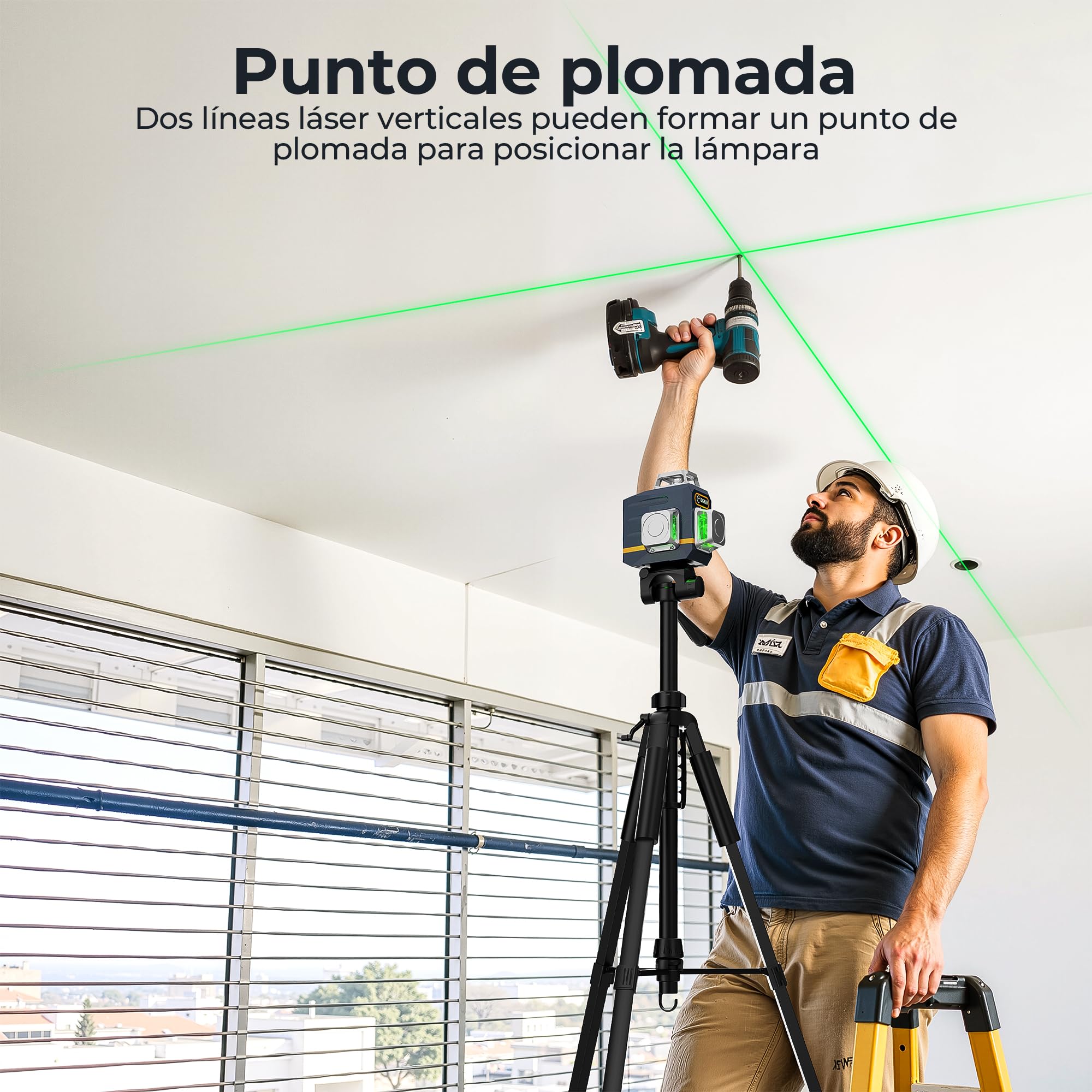 CIGMAN CM701 Nivel Láser de Línea, Autonivelante 360 Grados, 3x360°, 3D Nivelador, 30M Alcance, Con Control Remoto, Doble Soporte, Estuche acolchado, Batería Recargable, IP54