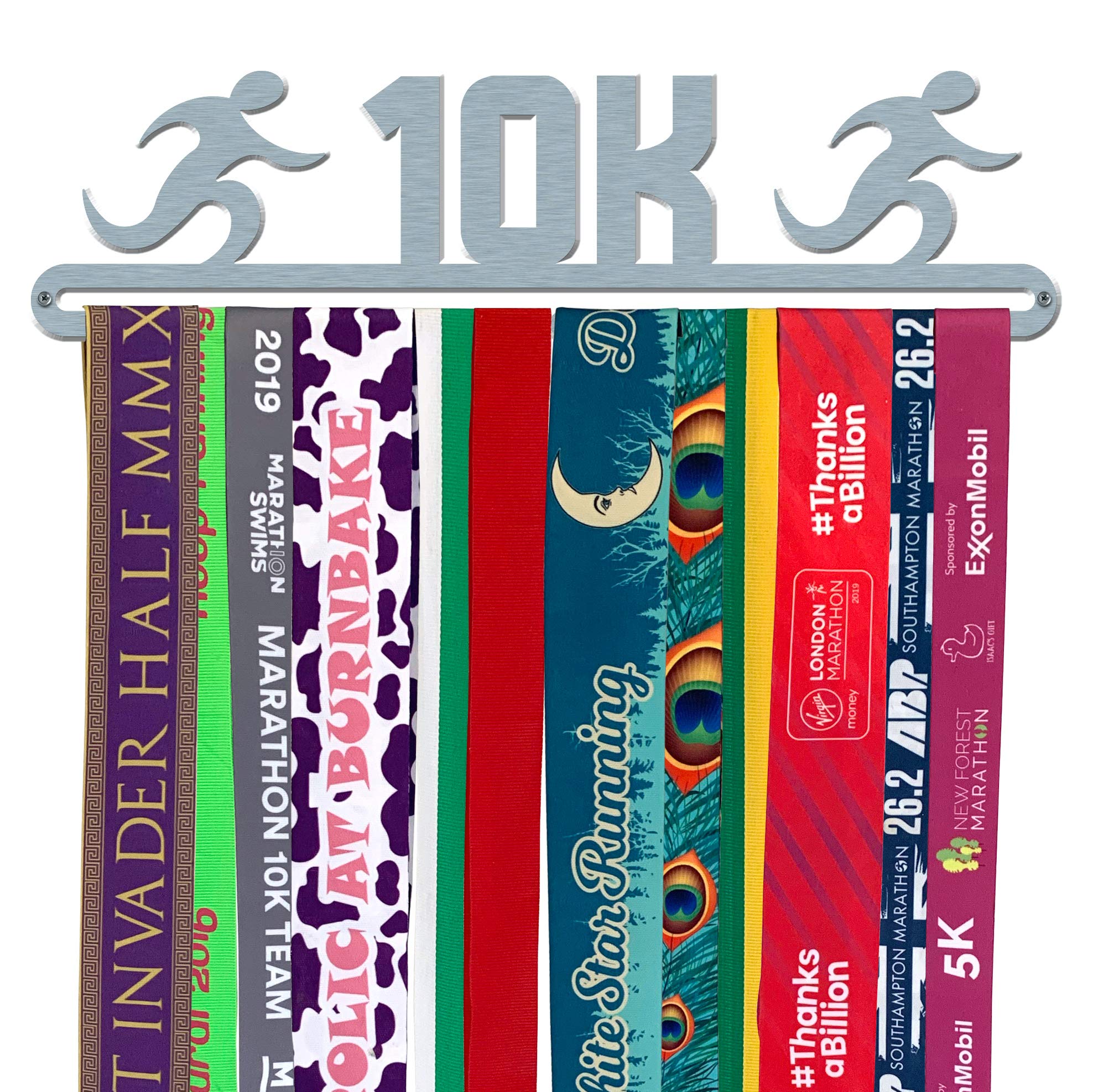 The Medal Hanger Shop | 10K | Brushed Stainless Steel | Medal Hanger Display Holder for Runners | Made in Britain