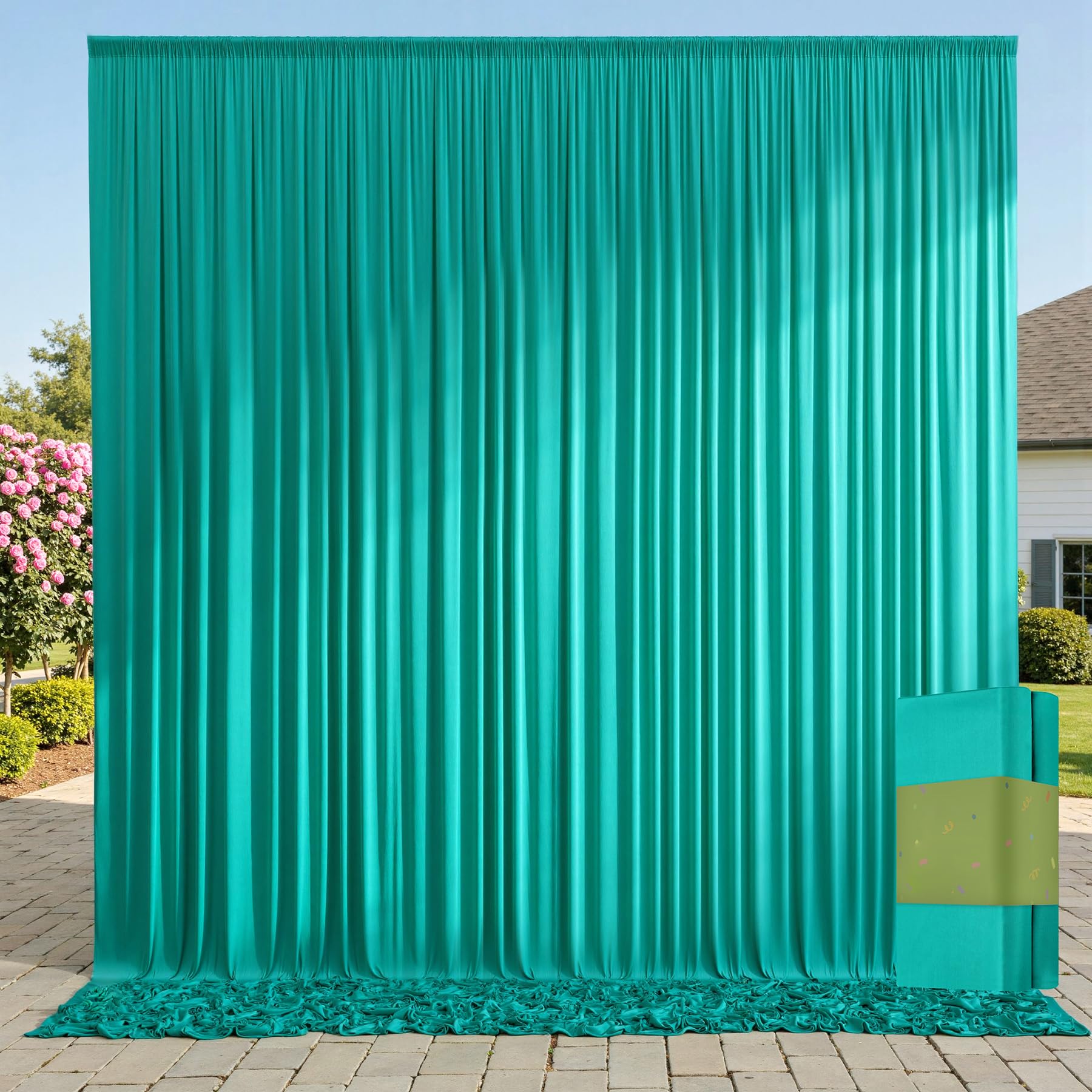 10ft x 10ft Wrinkle Free Turquoise Backdrop Curtains for Parties, Polyester Photo Backdrop Drapes 2 Panels 5x10ft for Wedding Mermaid Birthday
