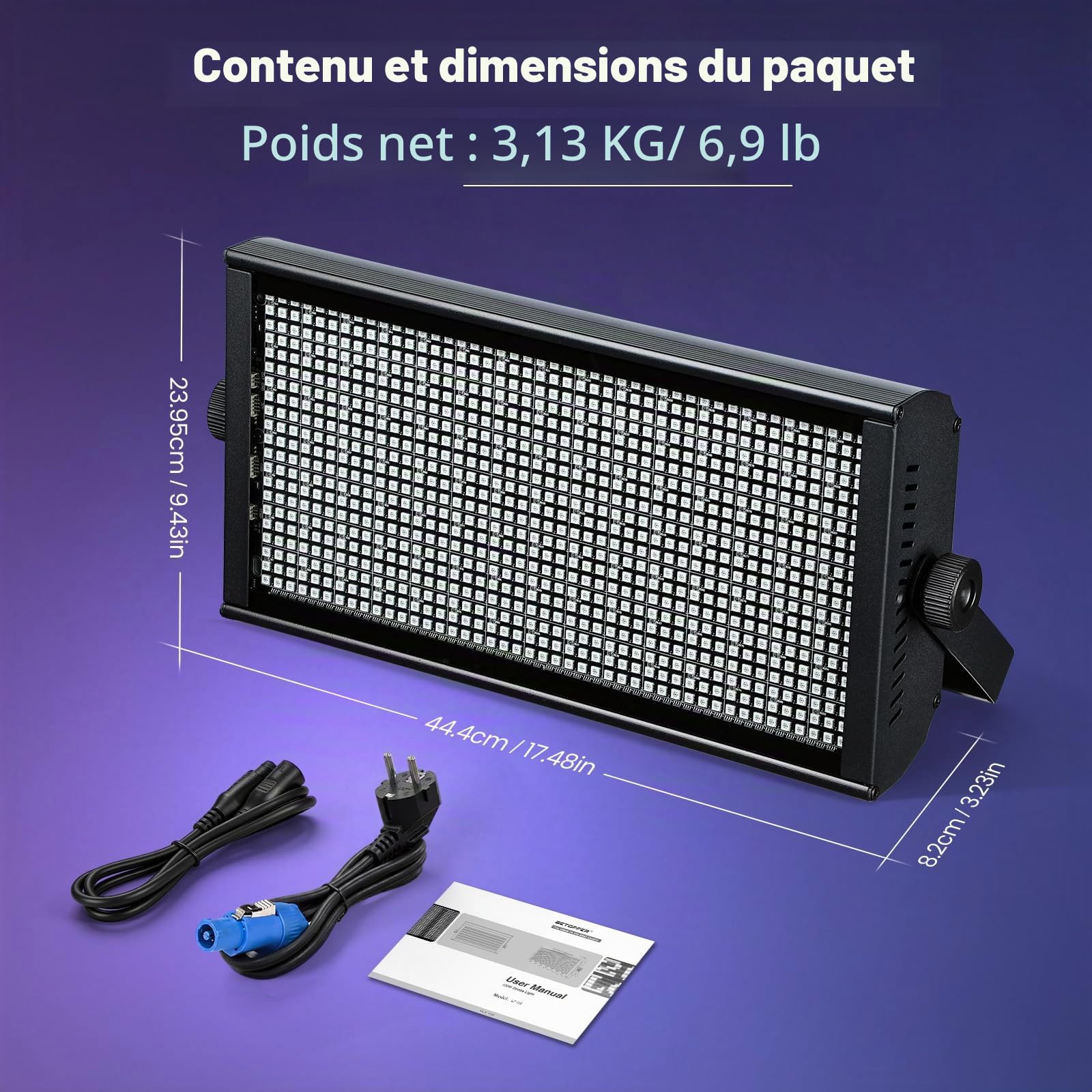 Betopper 150W Stroboscope Led DMX, RGBW 7 * 15 Zones de Contrôle Pixels 1P