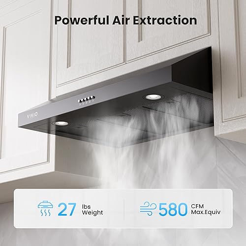 Miniatura 5 de VIKIO HOME Campana Extractora Bajo Gabinete de 36 Pulgadas, 580 CFM Ventilación de Cocina de Motor Dual con Luces LED, Control de Botones, Campana