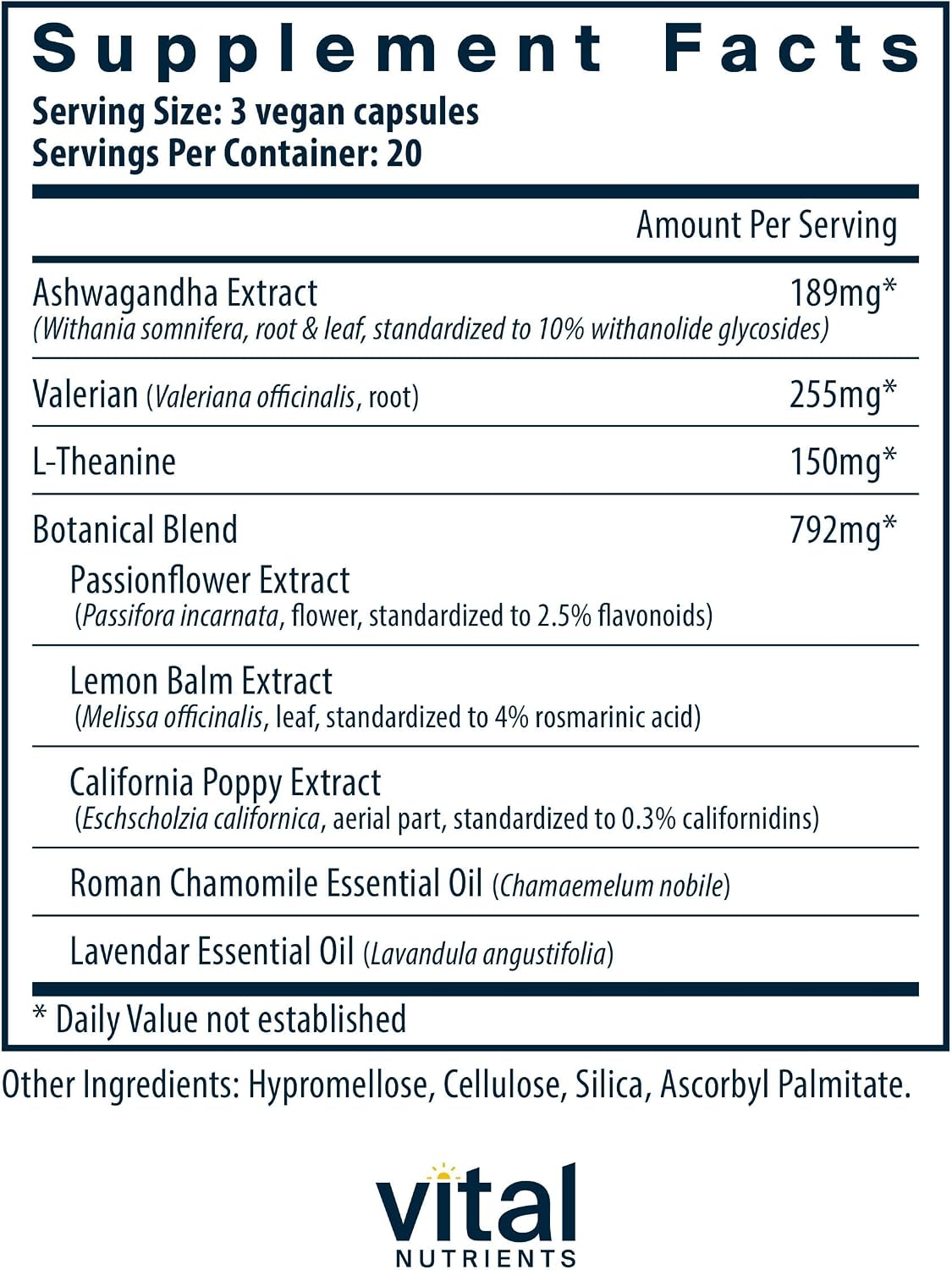 Vital Nutrients Tension Ease with Ashwagandha - Stress Relief Supplement for Relief of Occasional Stress and Nervous Tension - Gluten, Dairy, Soy Free - Non-GMO - 60 Capsules