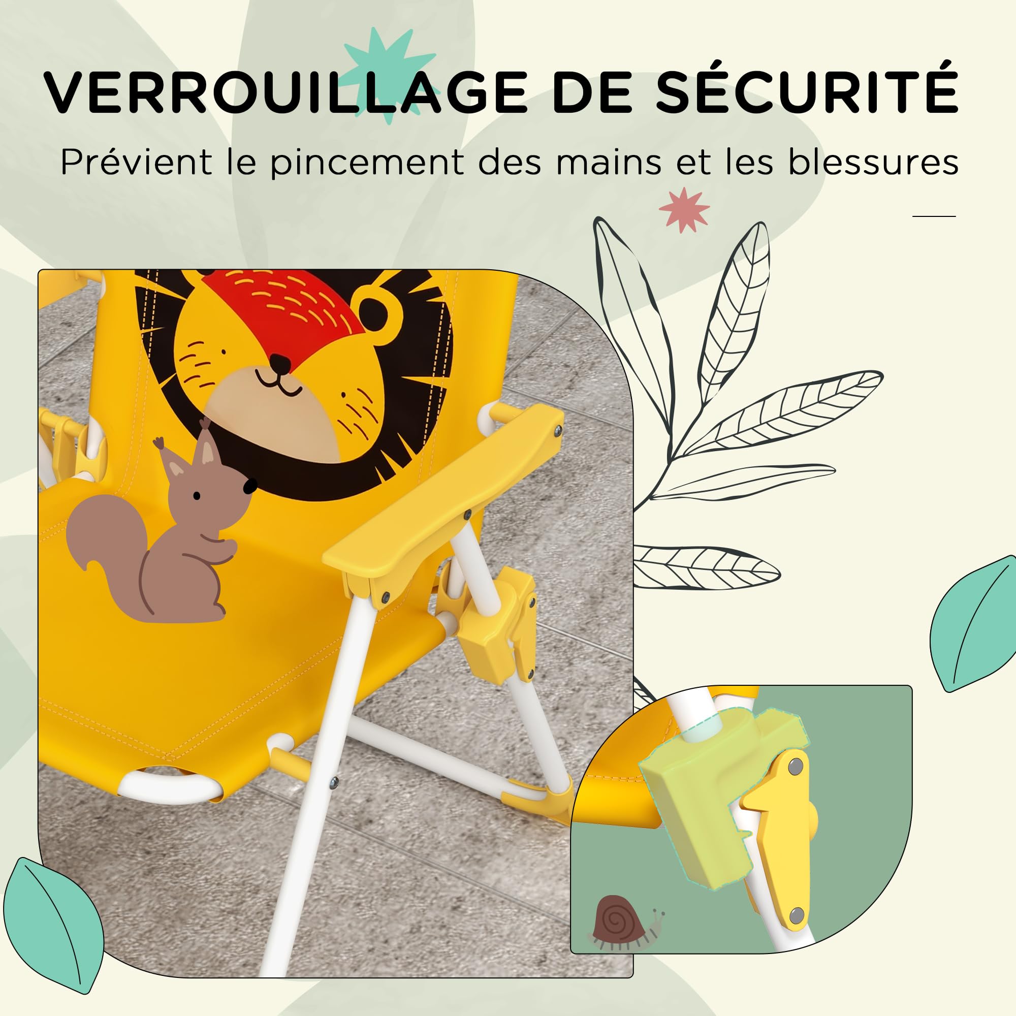 AIYAPLAY Ensemble salon de jardin extérieur enfant, table enfant avec chaise 4 pièces, motif éléphant et girafe, parasol réglable Ø 100 cm, chaise pliable, pour terrasse, balcon, plage, jaune