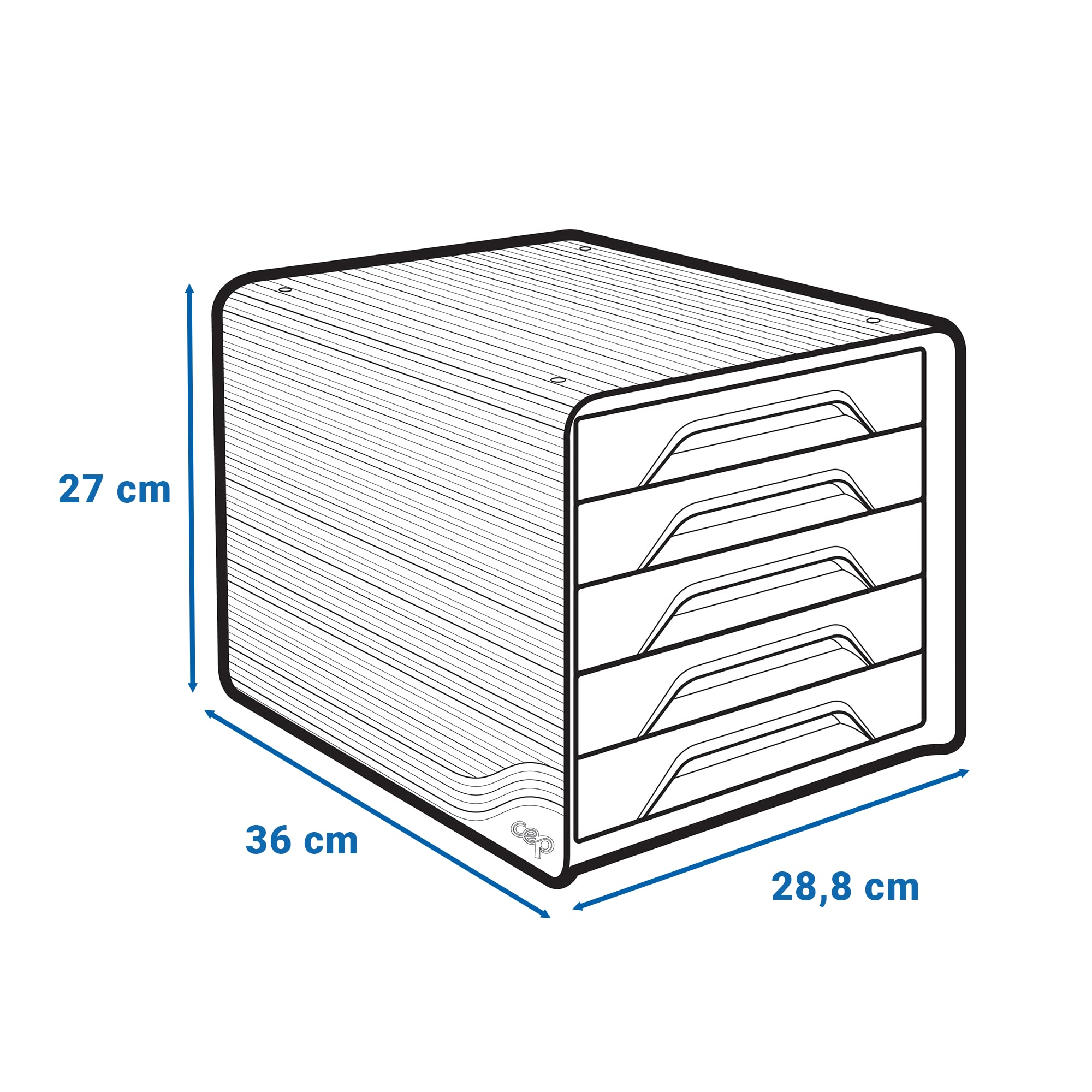 CEP Smoove 5 Drawer Filing Unit for Office Documents - Dark Grey/Light Grey