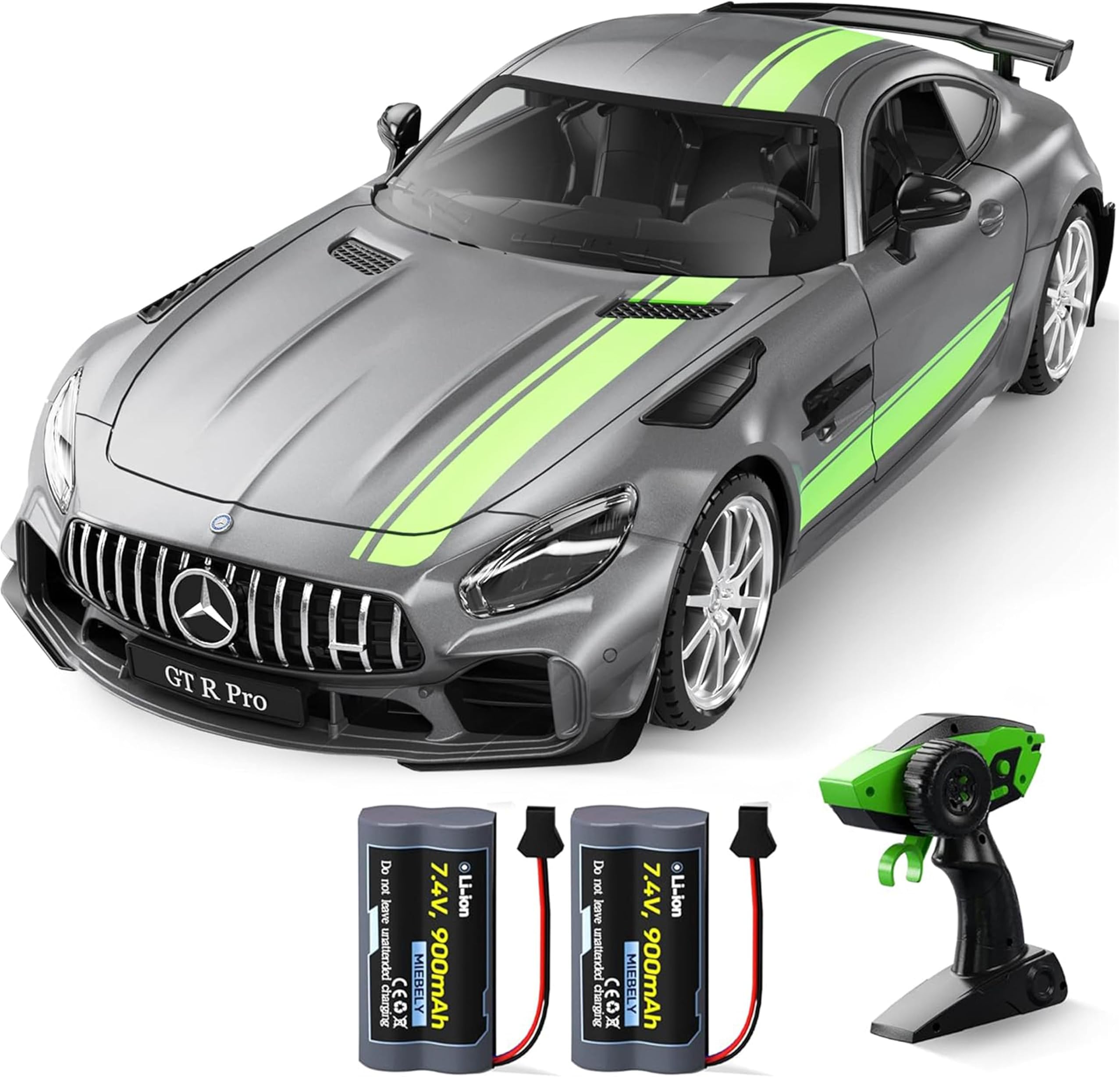 - MIEBELY 1/12 Mercedes Benz GT R Pro RC Car, Official Licensed Remote Control Drift Vehicle with 2 Rechargeable 900mAh Batteries, 2.4GHz LED Light, Birthday Gift for Boys Kids Adults Age 6+
