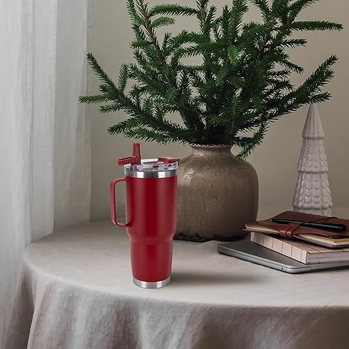 Miniatura 6 de Hasle Outfitters - Juego de vasos de 30 onzas con asa, juego de tazas de viaje aisladas con pared doble de acero inoxidable, vasos de vacío con tapa