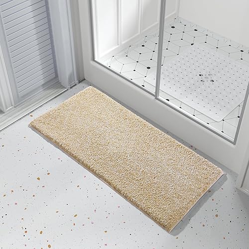 Miniatura 47 de Yimobra Alfombras de baño antideslizantes lavables de 24 x 17 pulgadas, tapete de baño de microfibra ultra suave y absorbente, alfombra decorativa