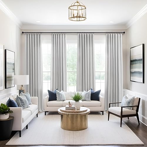 Miniatura 2 de Cortinas grises cortas de 54 pulgadas de largo para dormitorio de niñas cortinas de lino con dobladillo para barra, de estilo rústico casual y con