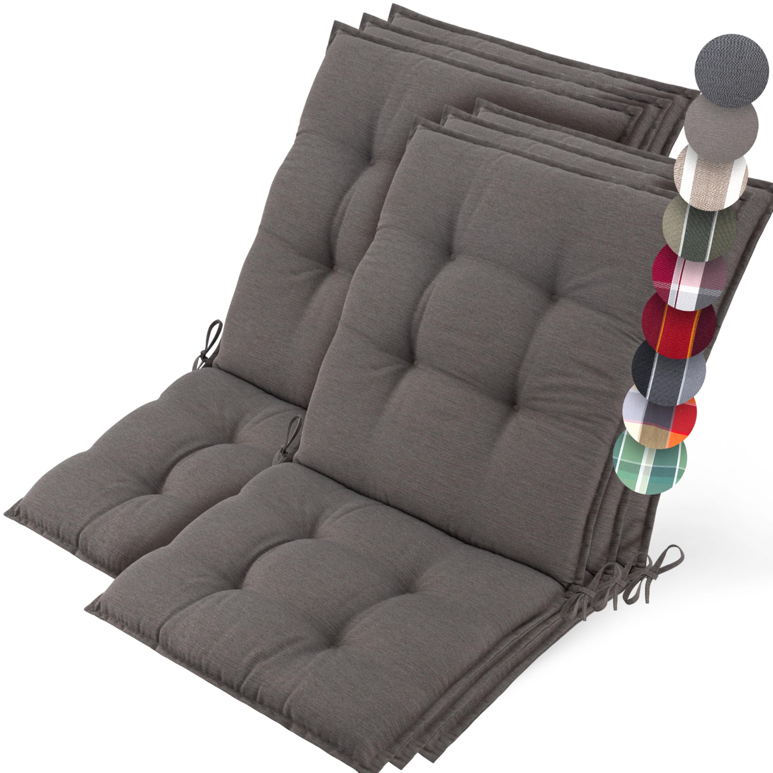 Beautissu Set of 6 Premium Outdoor Chair Cushion Low Back with Non-Slip