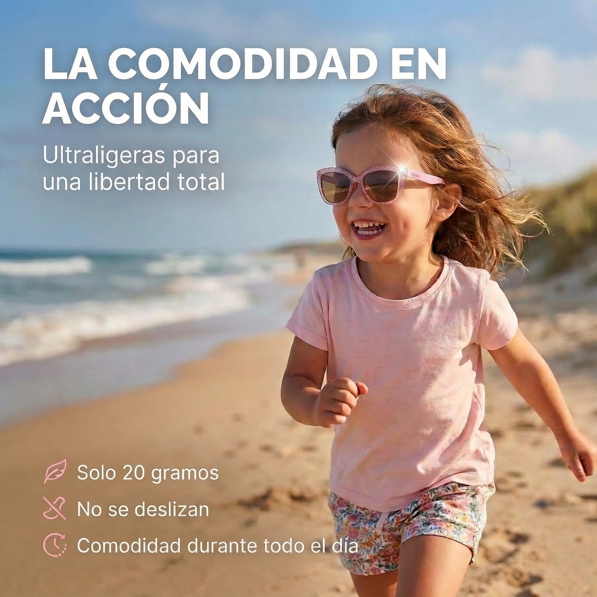 Kiddus Gafas de Sol Niña 4-8 Años Polarizadas UV400 CAT3 TR90 Flexible CE ISO REACH