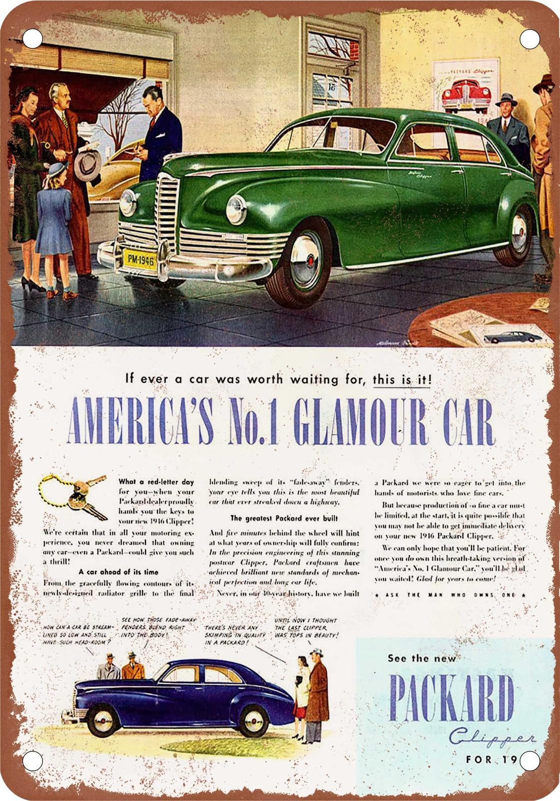 METAL SIGN - 1946 Packard Vintage Ad 03 - Old Retro Rusty Look home decor