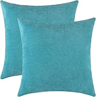 Vista 24 de Juego de 2 fundas de almohada decorativas de pana burdeos suaves y acogedoras, fundas de cojín cuadradas de chenilla para sofá, decoración de sala