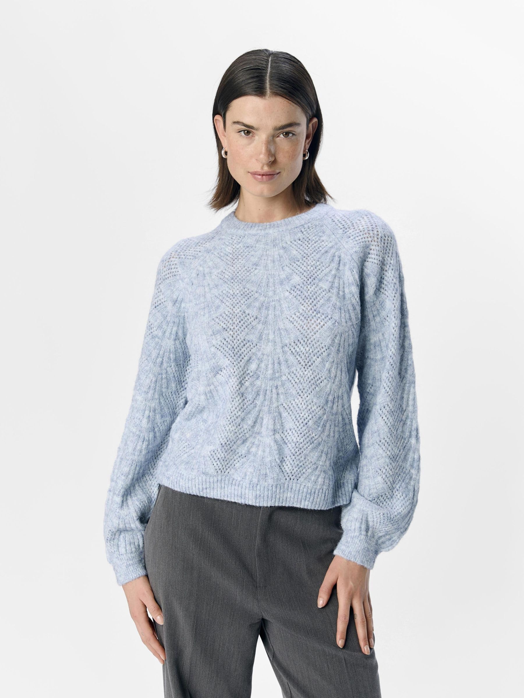 Object Objflora Re L/S Knit Pullover Noos Maglione Lavorato a Maglia Donna