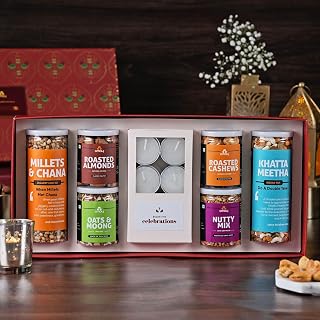 Omay Foods 12 Pcs Mixed Delights Diwali Gift Box I Premium Dry Fruits I Diwali Candles & Diya I Corporate Gift Hamper I Dry Fruit Gift Pack I Premium Gift Box I Festive Hamper