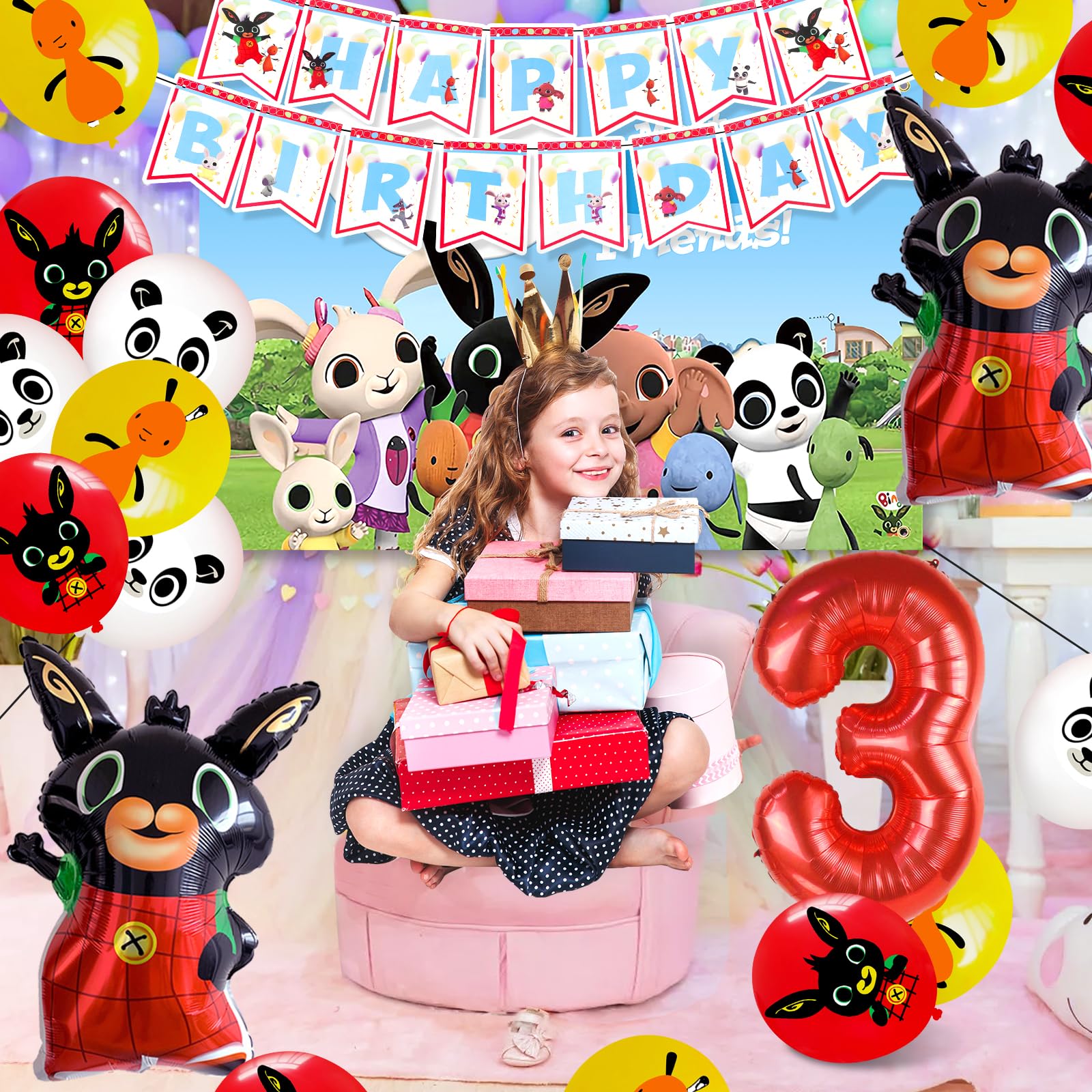 Bing Compleanno 3 Anno, Festa Tema Bunny 3, Palloncini Compleanno Bing 3 Anno, Stoviglie Per Festa Bunny, B ing Sfondo Com Pleanno, Kit Piatti Tovaglioli Com Pleanno B ing